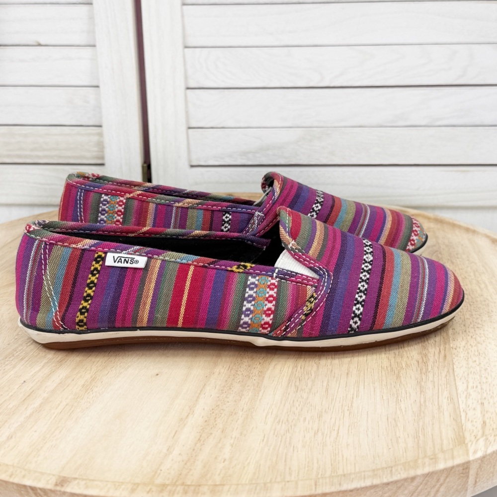 Vans Serape‎ Southwestern Stripe Dri Lex Canvas Slip On Loafers 7